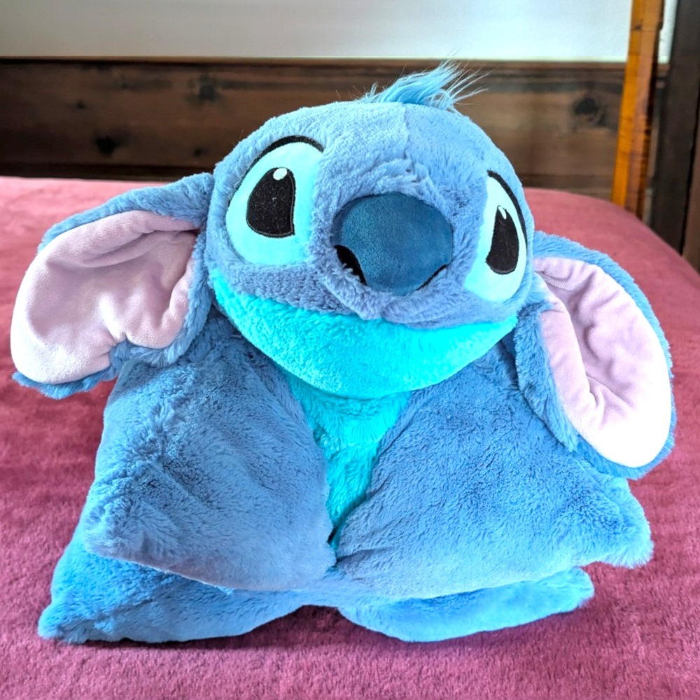 Authentic Disney Parks Pilowpets STITCH Plush Foldable Blue 20"